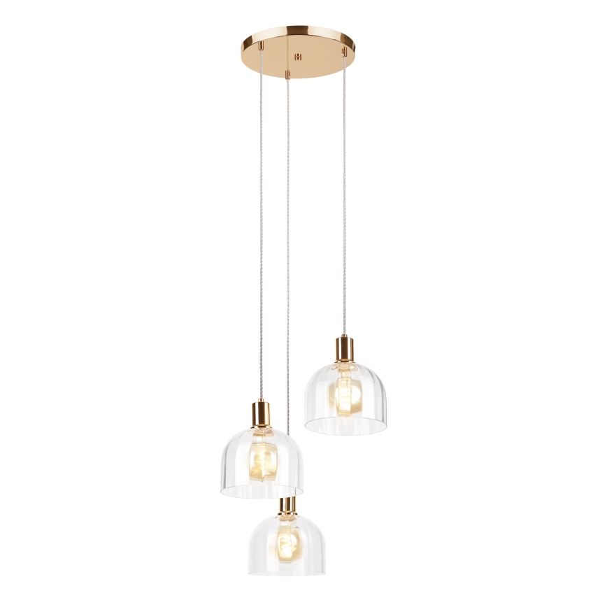 Hanglamp met kabel VIVE 3xE27/15W/230V goudkleurig