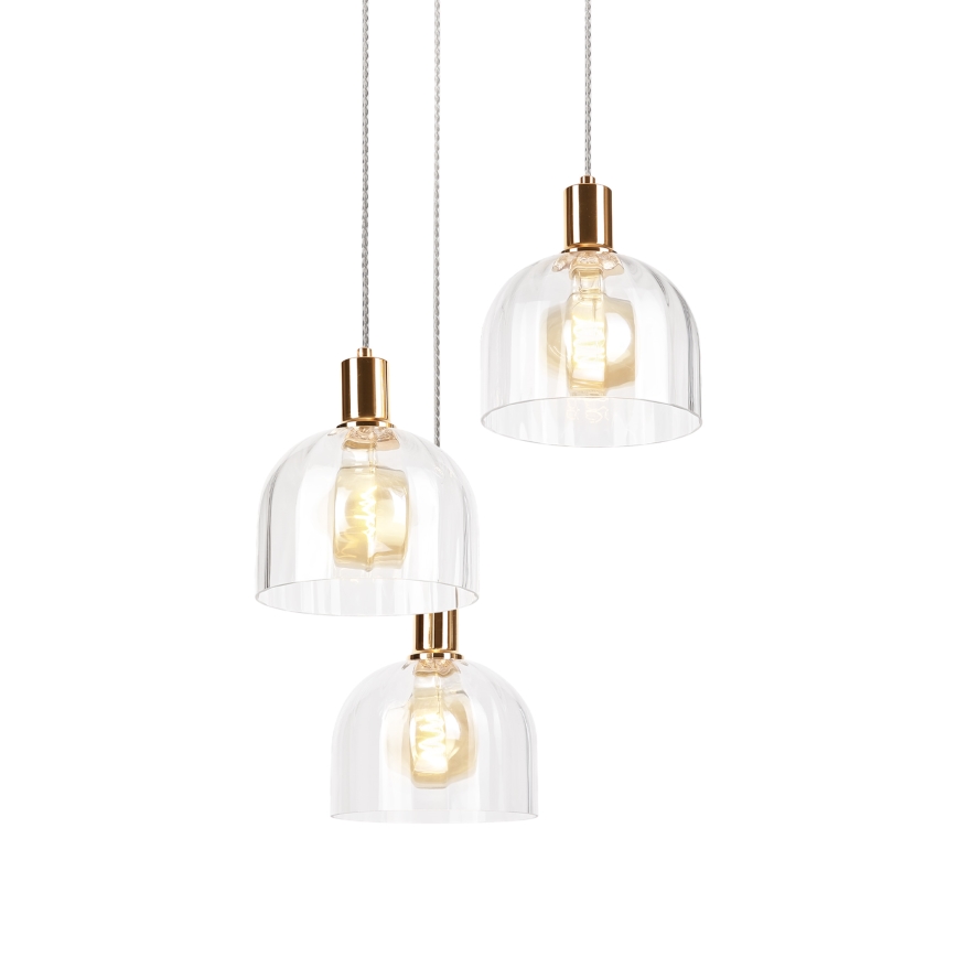 Hanglamp met kabel VIVE 3xE27/15W/230V goudkleurig