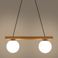 Hanglamp met kabel WOODSTOCK 2xE27/15W/230V hout/zwart