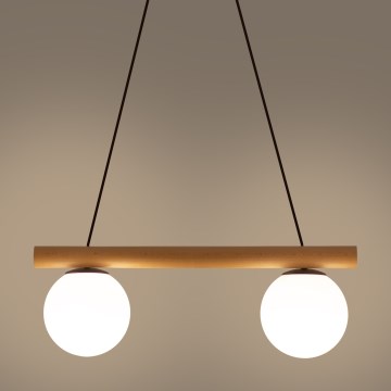 Hanglamp met kabel WOODSTOCK 2xE27/15W/230V hout/zwart