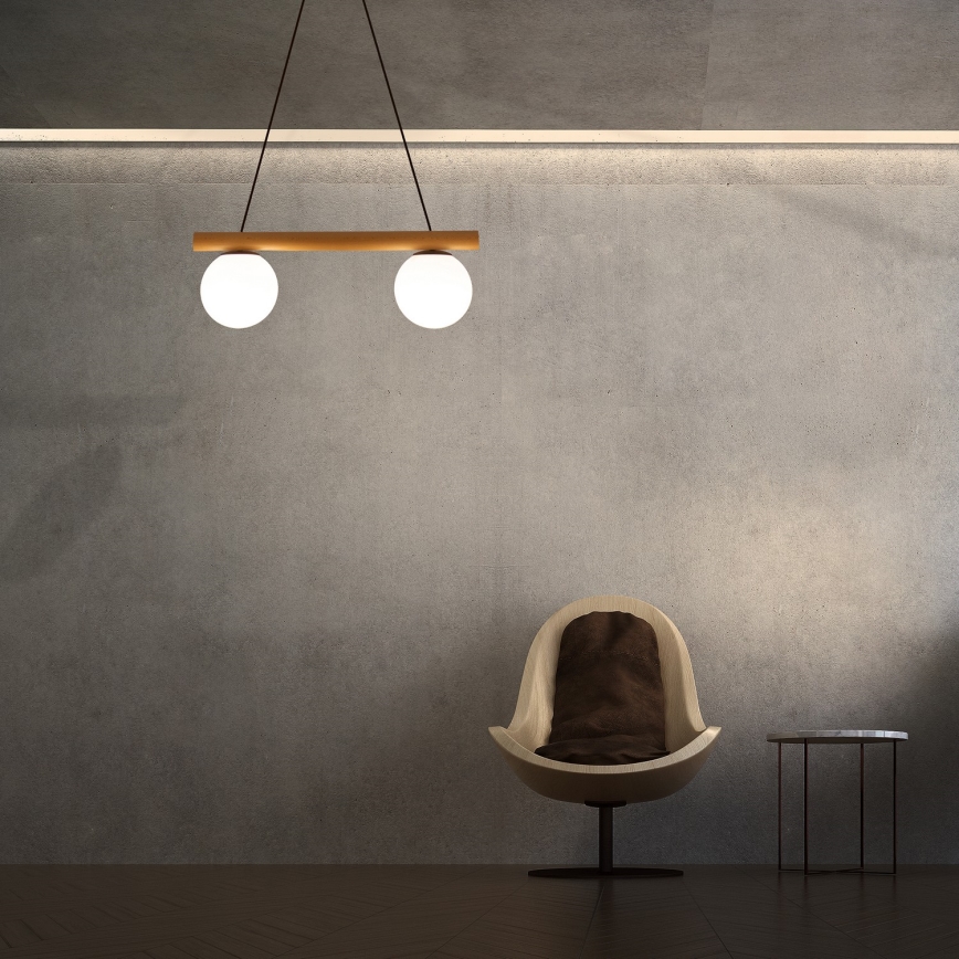 Hanglamp met kabel WOODSTOCK 2xE27/15W/230V hout/zwart