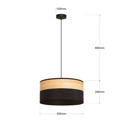 Hanglamp met snoer ALBA 1xE27/15W/230V Ø 40 cm zwart/bruin