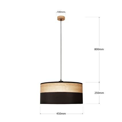 Hanglamp met snoer ALBA 1xE27/15W/230V Ø 45 cm zwart/bruin