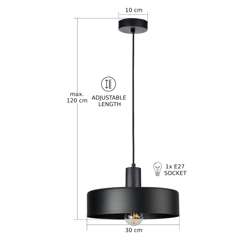 Hanglamp met snoer ARCANE 1xE27/60W/230V zwart