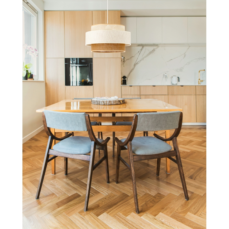 Hanglamp met snoer BOHO 1xE27/60W/230V Ø 40 cm wit/jute