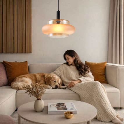 Hanglamp met snoer BRIZI 1xE27/40W/230V beige/rookkleurig