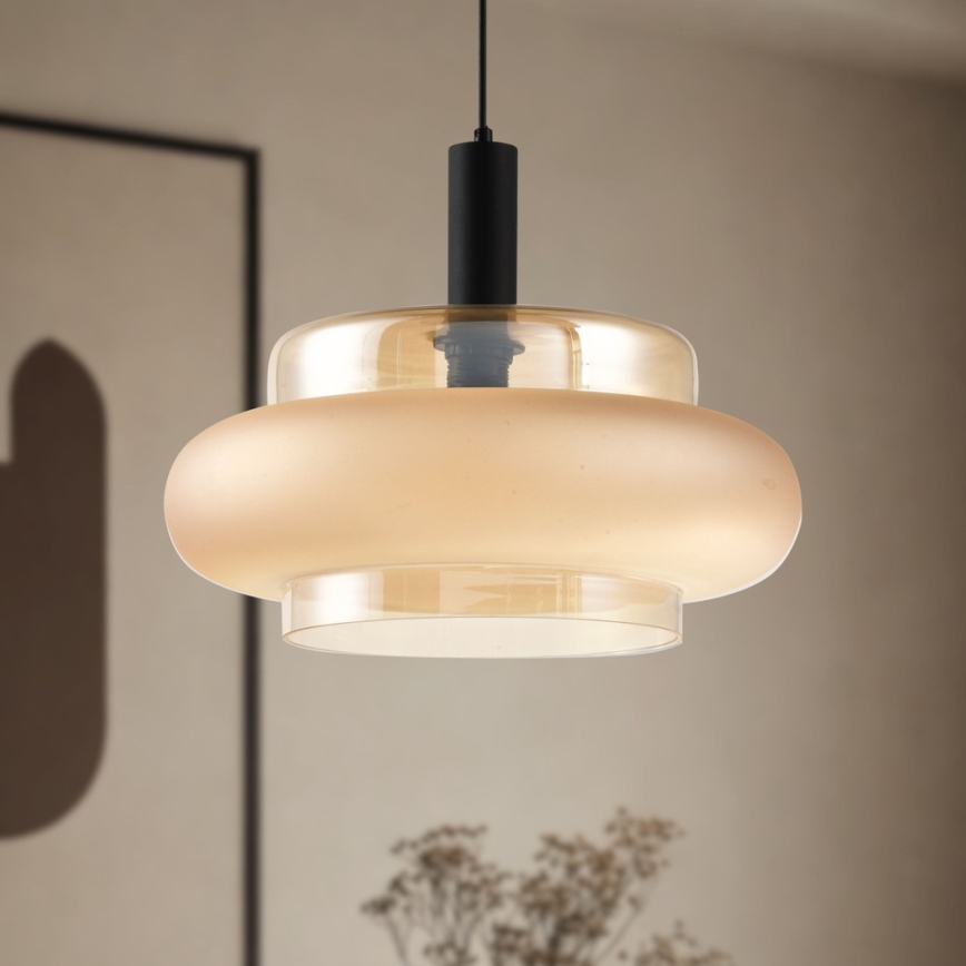 Hanglamp met snoer BRIZI 1xE27/40W/230V beige/rookkleurig