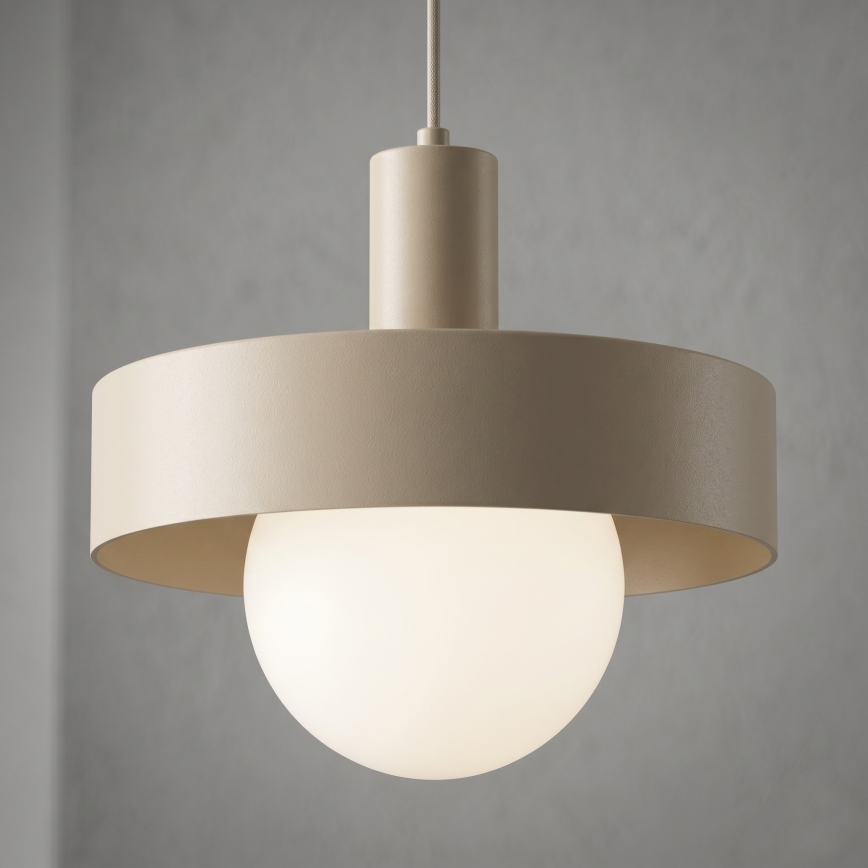 Hanglamp met snoer CANAN 1xE27/15W/230V Ø 29 cm beige
