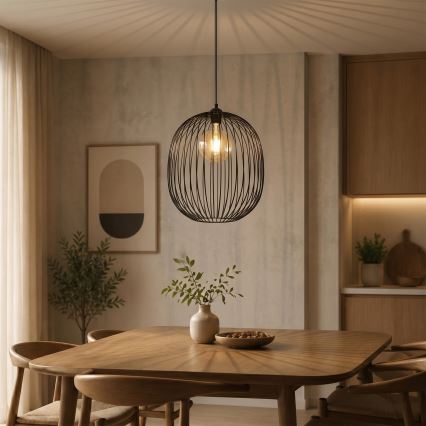 Hanglamp met snoer DESTELLO 1xE27/15W/230V Ø 32 cm zwart
