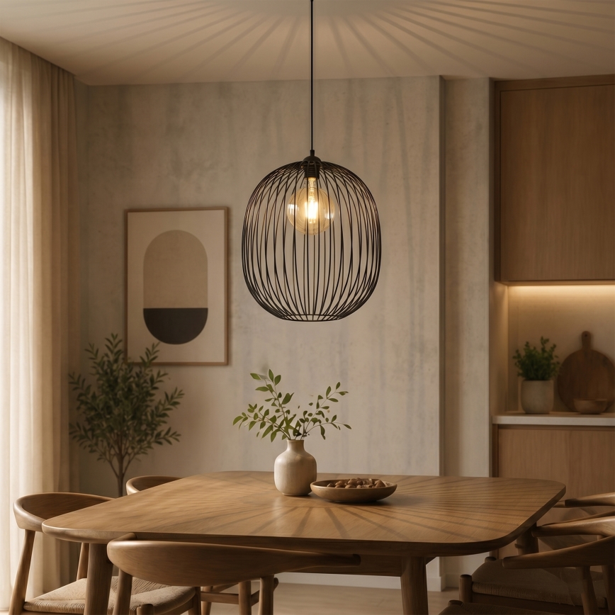 Hanglamp met snoer DESTELLO 1xE27/15W/230V Ø 32 cm zwart