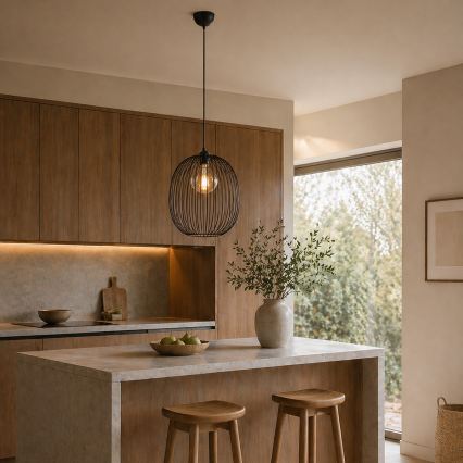 Hanglamp met snoer DESTELLO 1xE27/15W/230V Ø 32 cm zwart