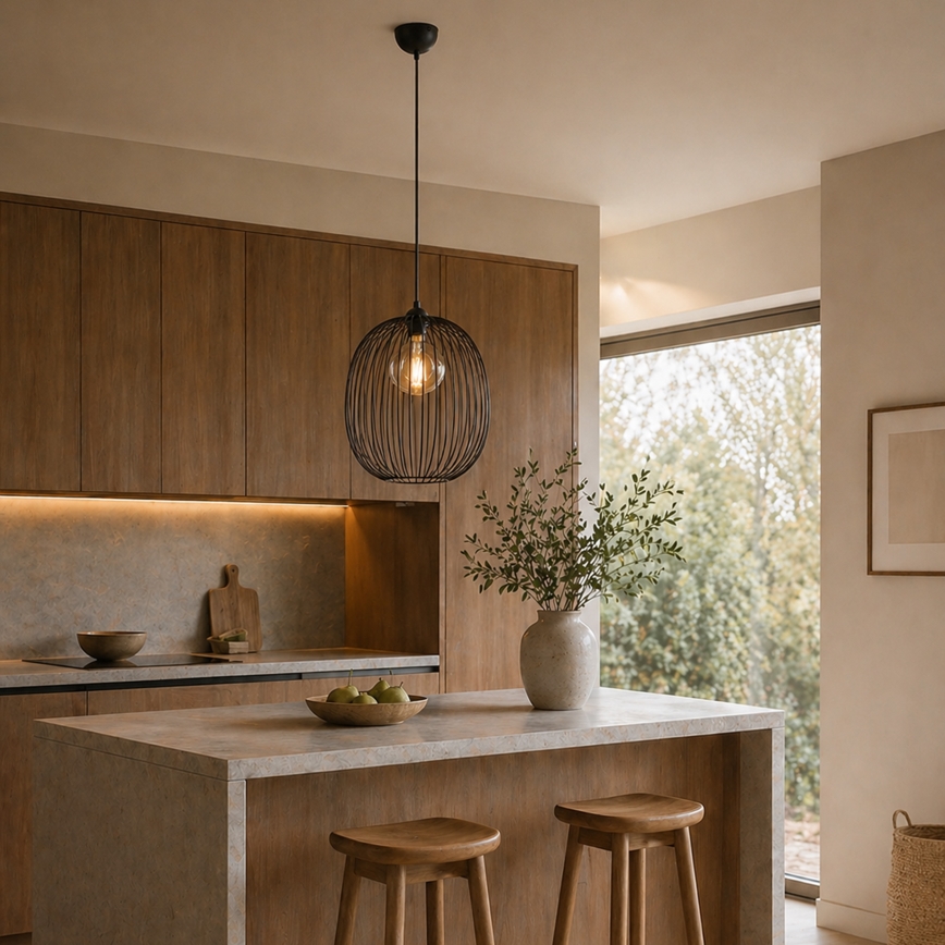 Hanglamp met snoer DESTELLO 1xE27/15W/230V Ø 32 cm zwart
