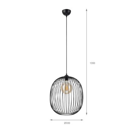Hanglamp met snoer DESTELLO 1xE27/15W/230V Ø 32 cm zwart