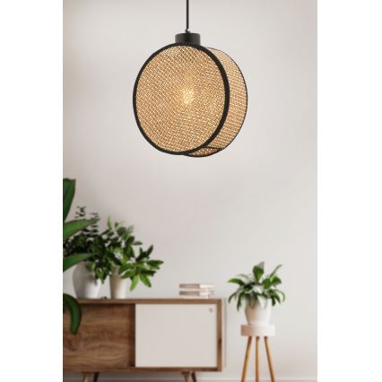 Hanglamp met snoer DRUM 1xE27/60W/230V bruin/zwart