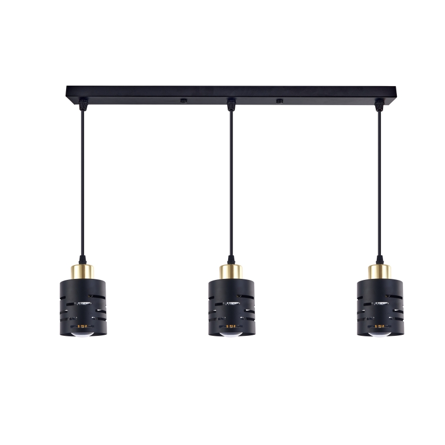 Hanglamp met snoer ELEN 3xE27/35W/230V zwart/goud