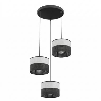 Hanglamp met snoer KARBON 3xE27/15W/230V zwart/grijs