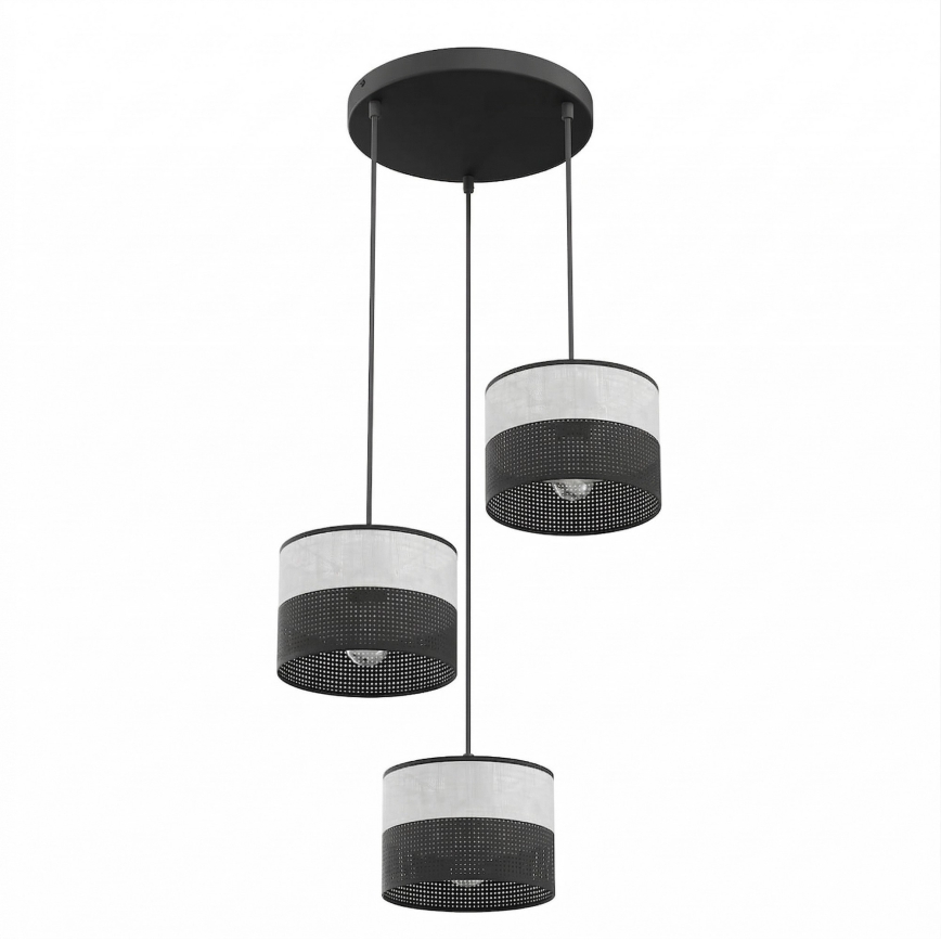Hanglamp met snoer KARBON 3xE27/15W/230V zwart/grijs