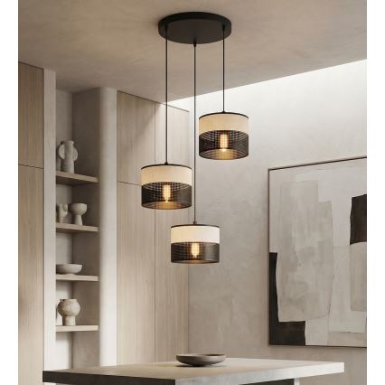 Hanglamp met snoer KARBON 3xE27/15W/230V zwart/grijs