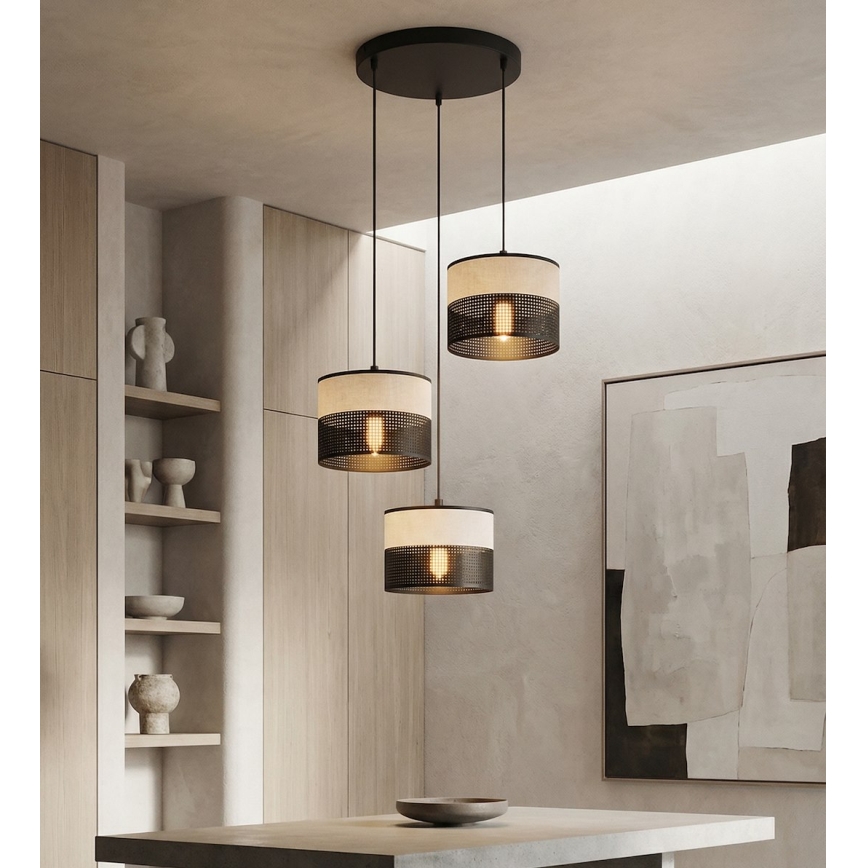 Hanglamp met snoer KARBON 3xE27/15W/230V zwart/grijs