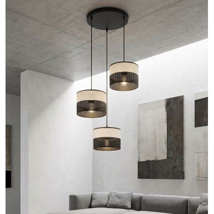 Hanglamp met snoer KARBON 3xE27/15W/230V zwart/grijs