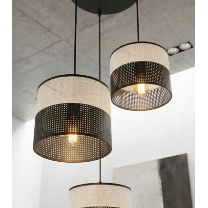 Hanglamp met snoer KARBON 3xE27/15W/230V zwart/grijs
