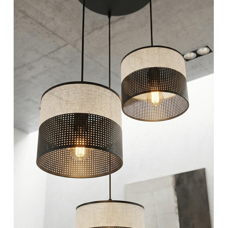Hanglamp met snoer KARBON 3xE27/15W/230V zwart/grijs