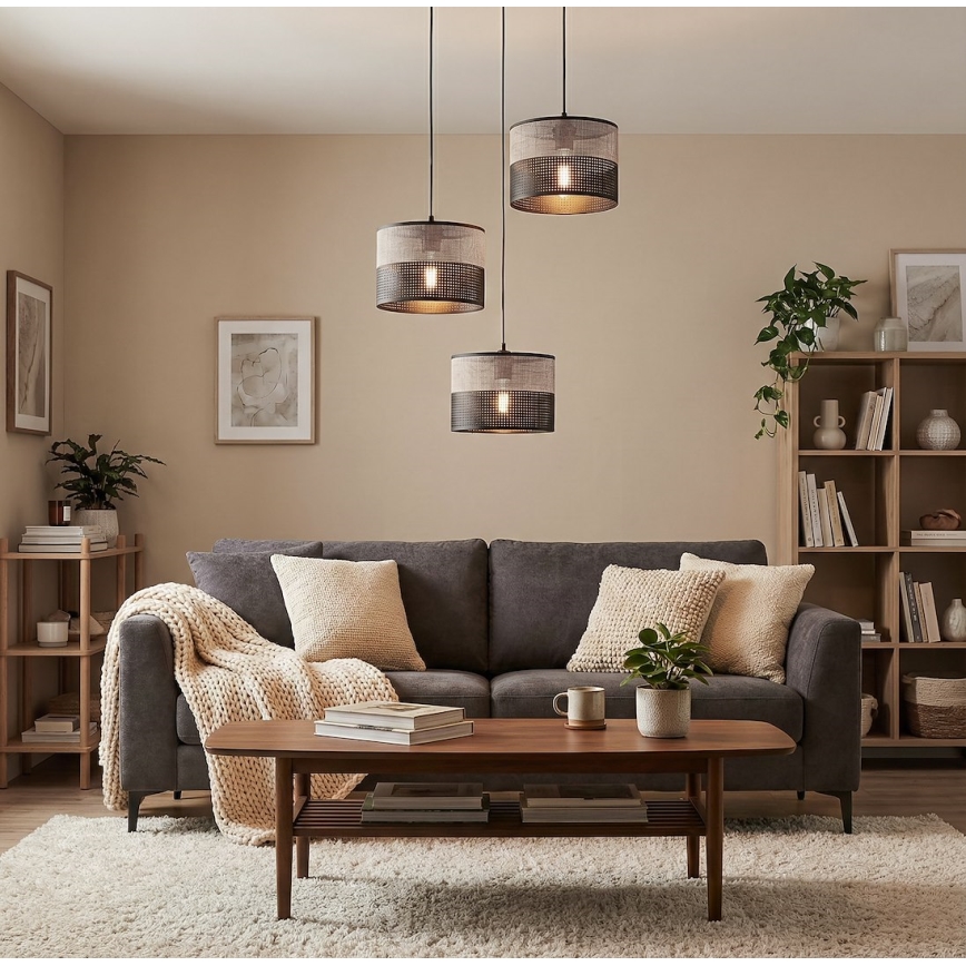 Hanglamp met snoer KARBON 3xE27/15W/230V zwart/grijs