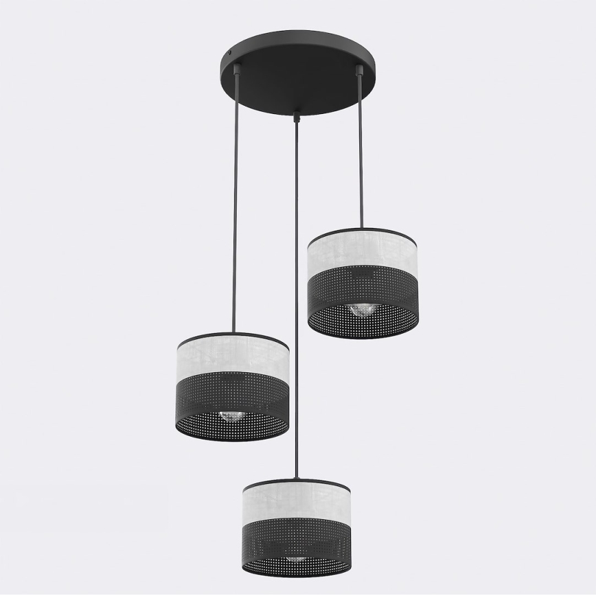 Hanglamp met snoer KARBON 3xE27/15W/230V zwart/grijs