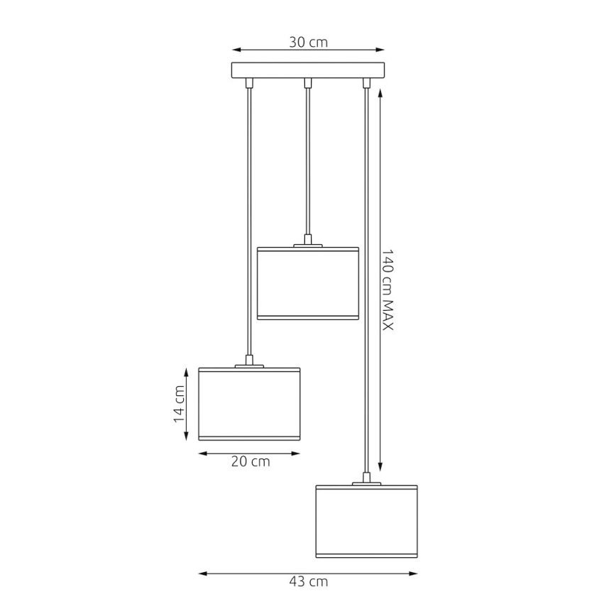 Hanglamp met snoer KARBON 3xE27/15W/230V zwart/grijs