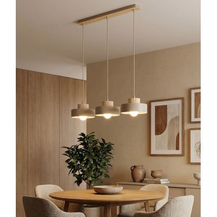 Hanglamp met snoer KIVI, 3x E27/15W/230V, beige