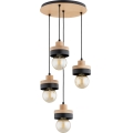 Hanglamp met snoer LARSO 4xE27/15W/230V zwart/beige