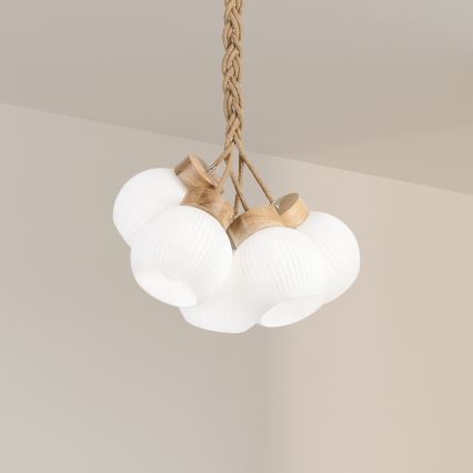 Hanglamp met snoer LOOMIS 3xE27/15W/230V 83 cm beige/eiken