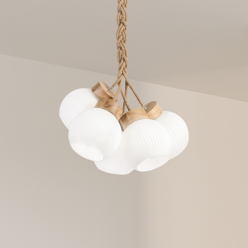 Hanglamp met snoer LOOMIS 3xE27/15W/230V 83 cm beige/eiken