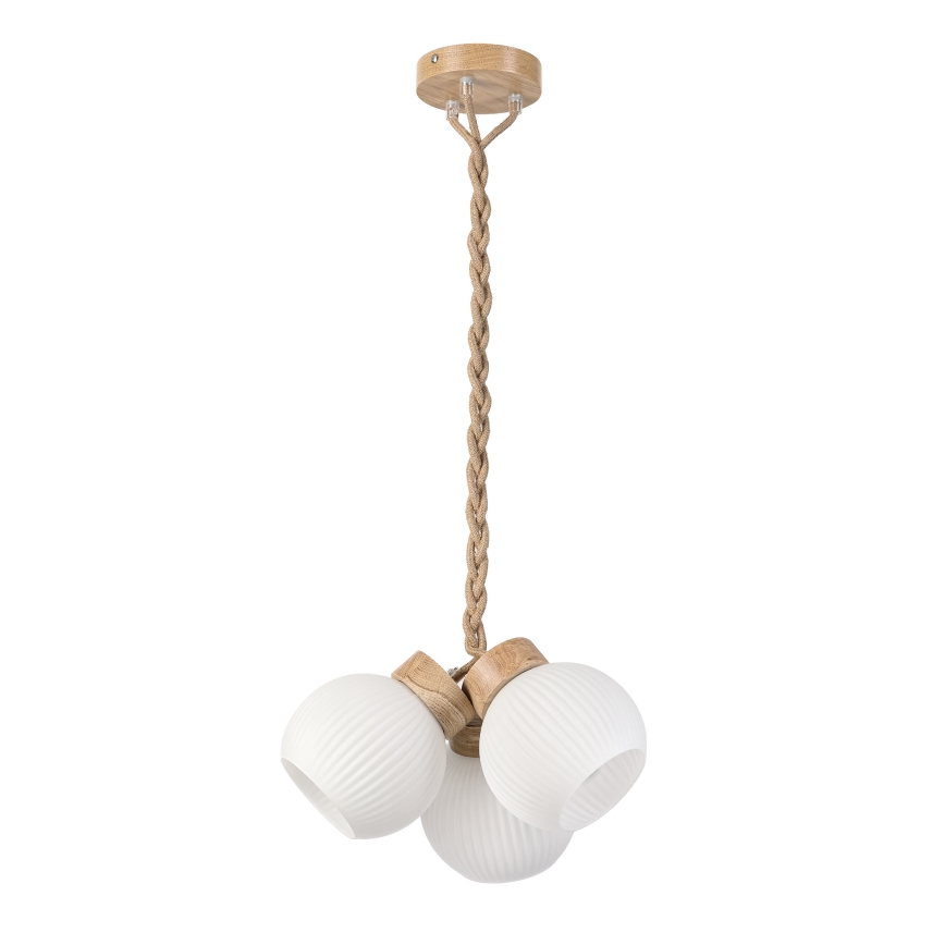 Hanglamp met snoer LOOMIS 3xE27/15W/230V 83 cm beige/eiken