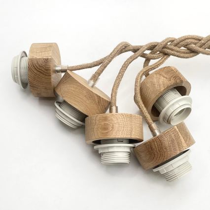 Hanglamp met snoer LOOMIS 5xE27/15W/230V 83 cm beige/eiken