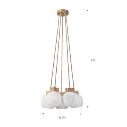 Hanglamp met snoer LOOMIS 5xE27/15W/230V 83 cm beige/eiken