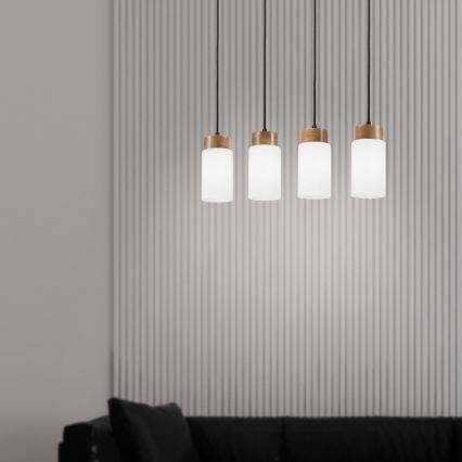 Hanglamp met snoer MARKUS 4xE27/15W/230V zwart/eiken
