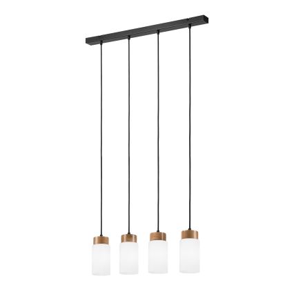 Hanglamp met snoer MARKUS 4xE27/15W/230V zwart/eiken
