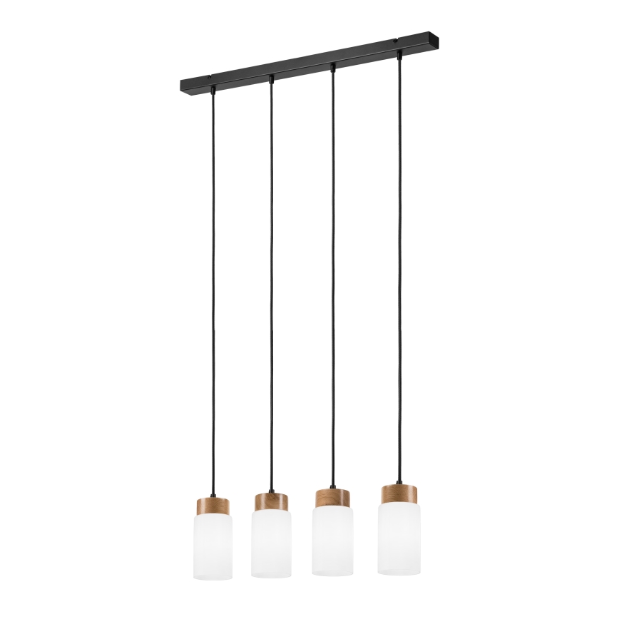 Hanglamp met snoer MARKUS 4xE27/15W/230V zwart/eiken