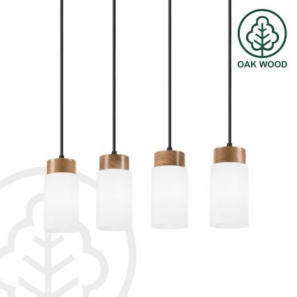 Hanglamp met snoer MARKUS 4xE27/15W/230V zwart/eiken