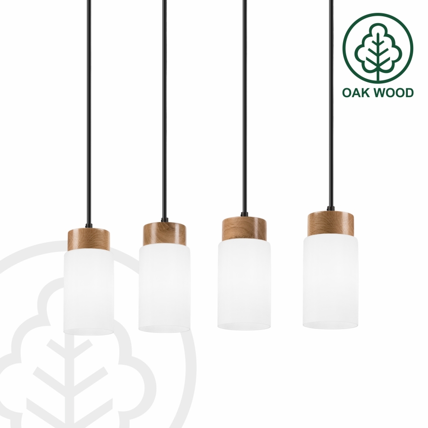 Hanglamp met snoer MARKUS 4xE27/15W/230V zwart/eiken