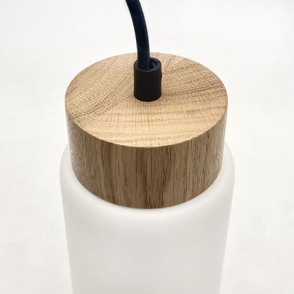 Hanglamp met snoer MARKUS 4xE27/15W/230V zwart/eiken