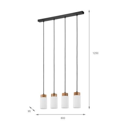 Hanglamp met snoer MARKUS 4xE27/15W/230V zwart/eiken