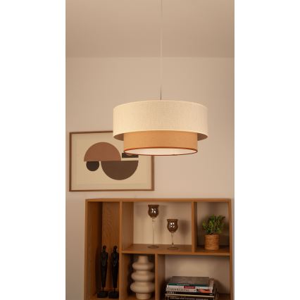 Hanglamp met snoer NATIA 1xE27/60W/230V Ø 45 cm wit/bruin