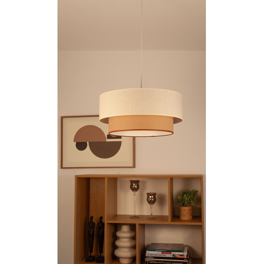 Hanglamp met snoer NATIA 1xE27/60W/230V Ø 45 cm wit/bruin