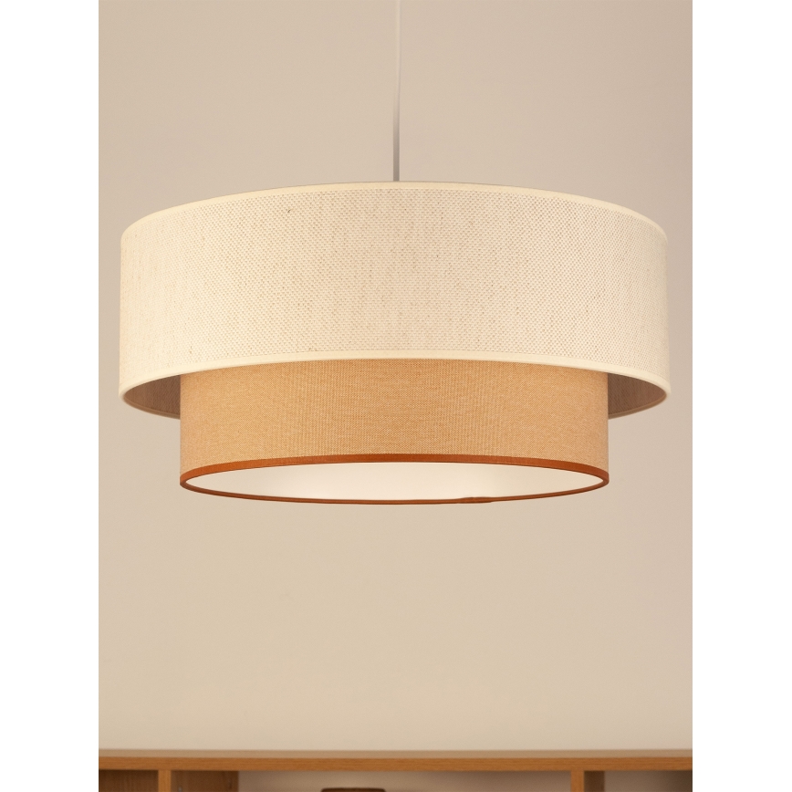 Hanglamp met snoer NATIA 1xE27/60W/230V Ø 45 cm wit/bruin