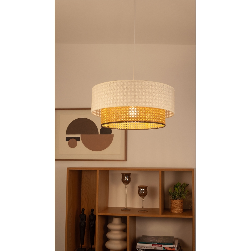 Hanglamp met snoer NATIA 1xE27/60W/230V Ø 45 cm wit/bruin