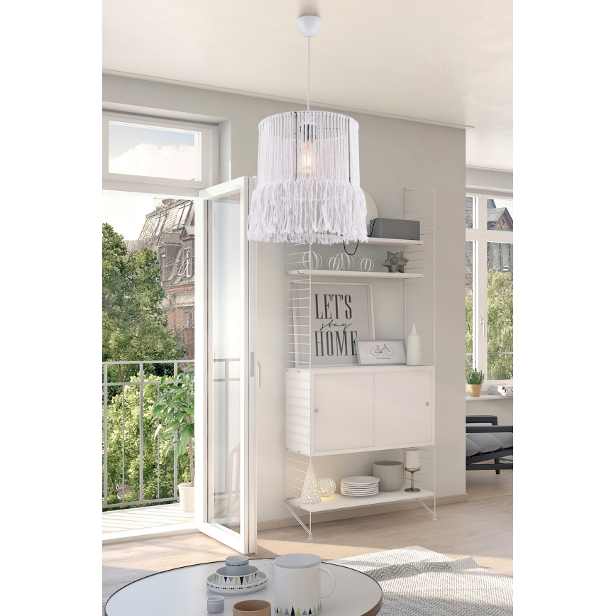 Hanglamp met snoer NESS MACRAME 1xE27/40W/230V wit