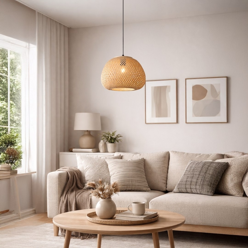 Hanglamp met snoer PETRA 1xE27/15W/230V Ø 35 cm bamboe