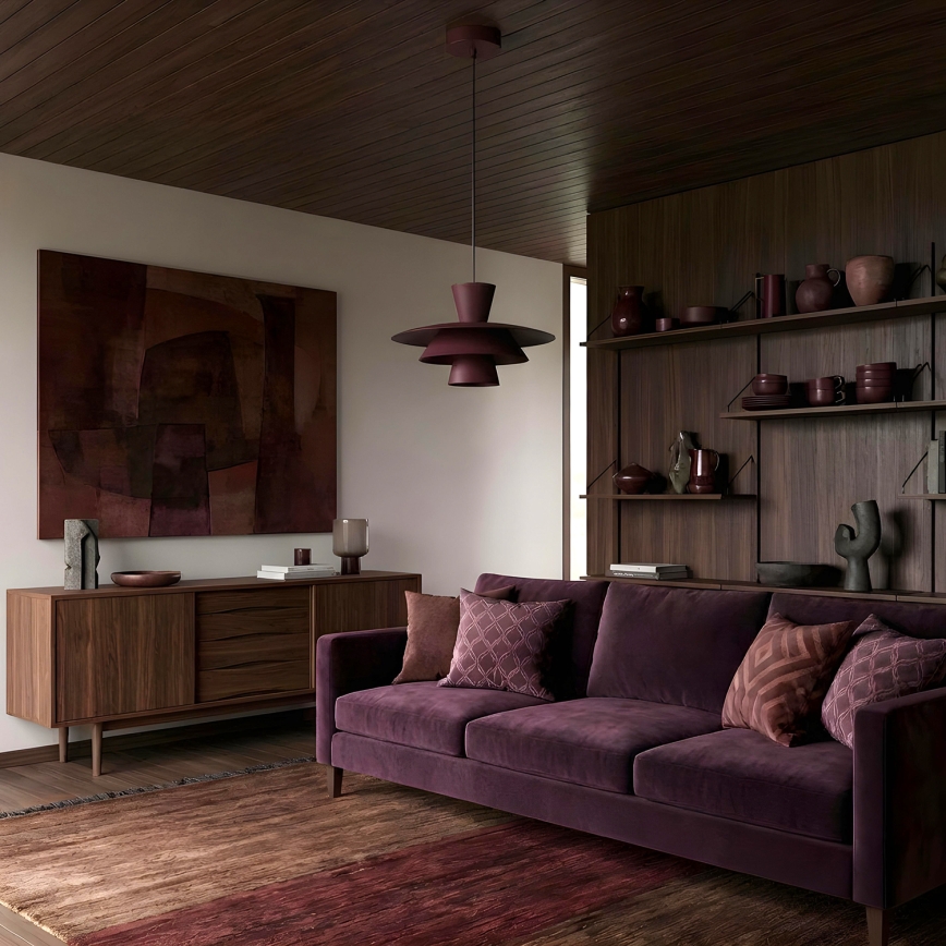 Hanglamp met snoer PLATO 1xE27/15W/230V bordeaux